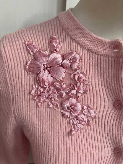 PINK EMBROIDERED CARDIGAN SZ S/10