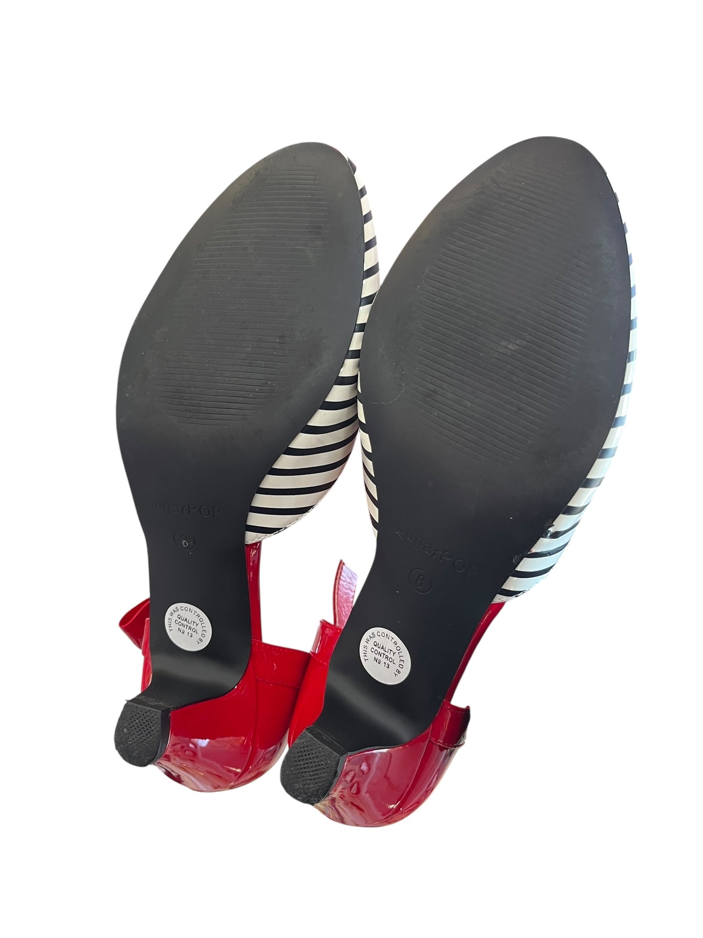 SUGARPOP RED STRIPED HEELS | 8