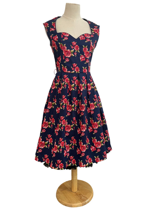 LINDY BOP NAVY ROSE DRESS sz12