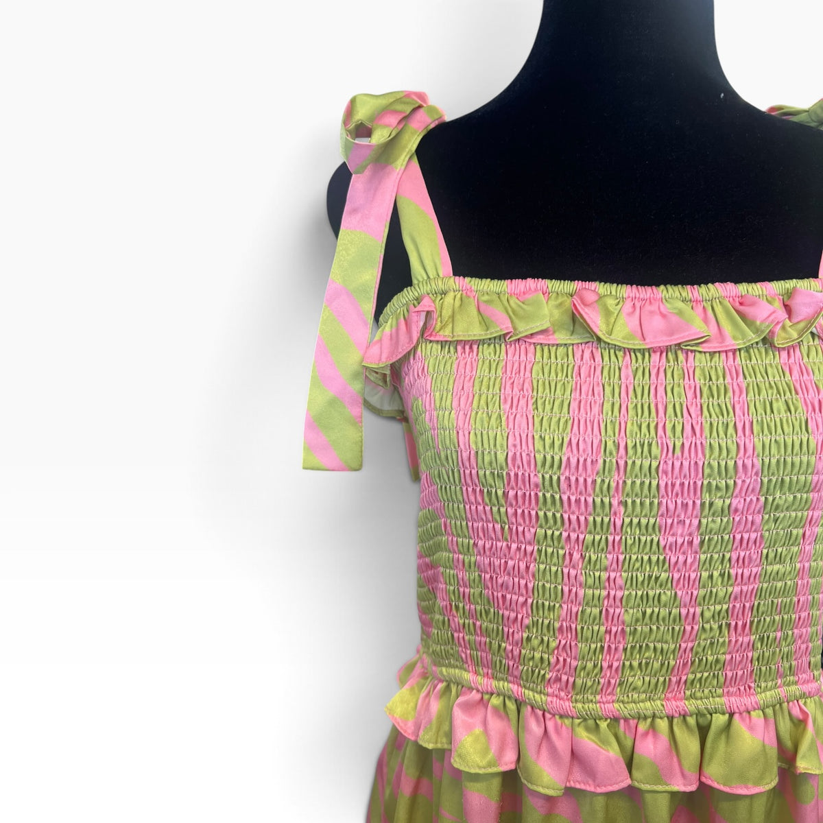 YH & CO. PINK & GREEN SWIRL DRESS |14