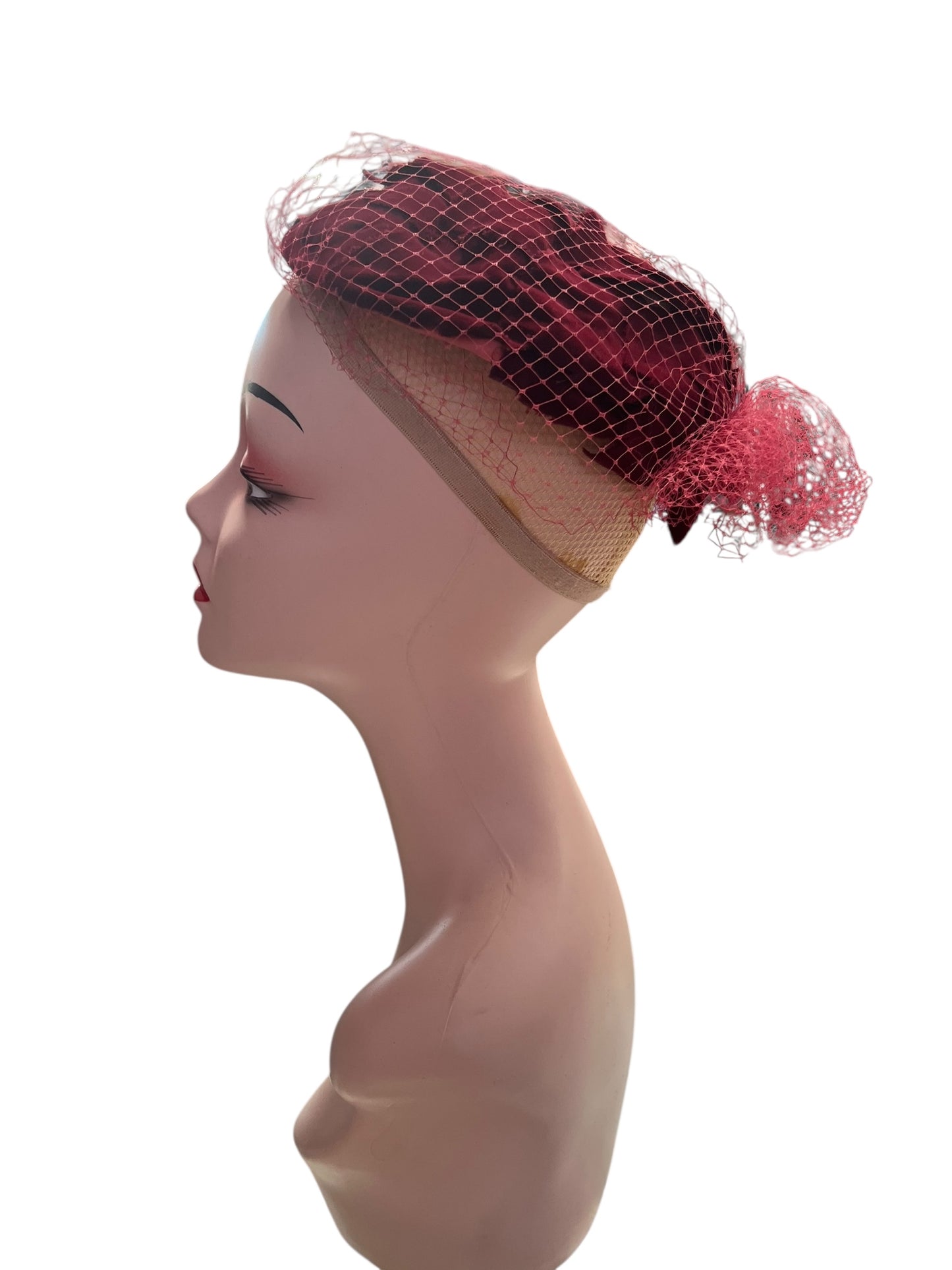 BURGUNDY VELVET HALF HAT