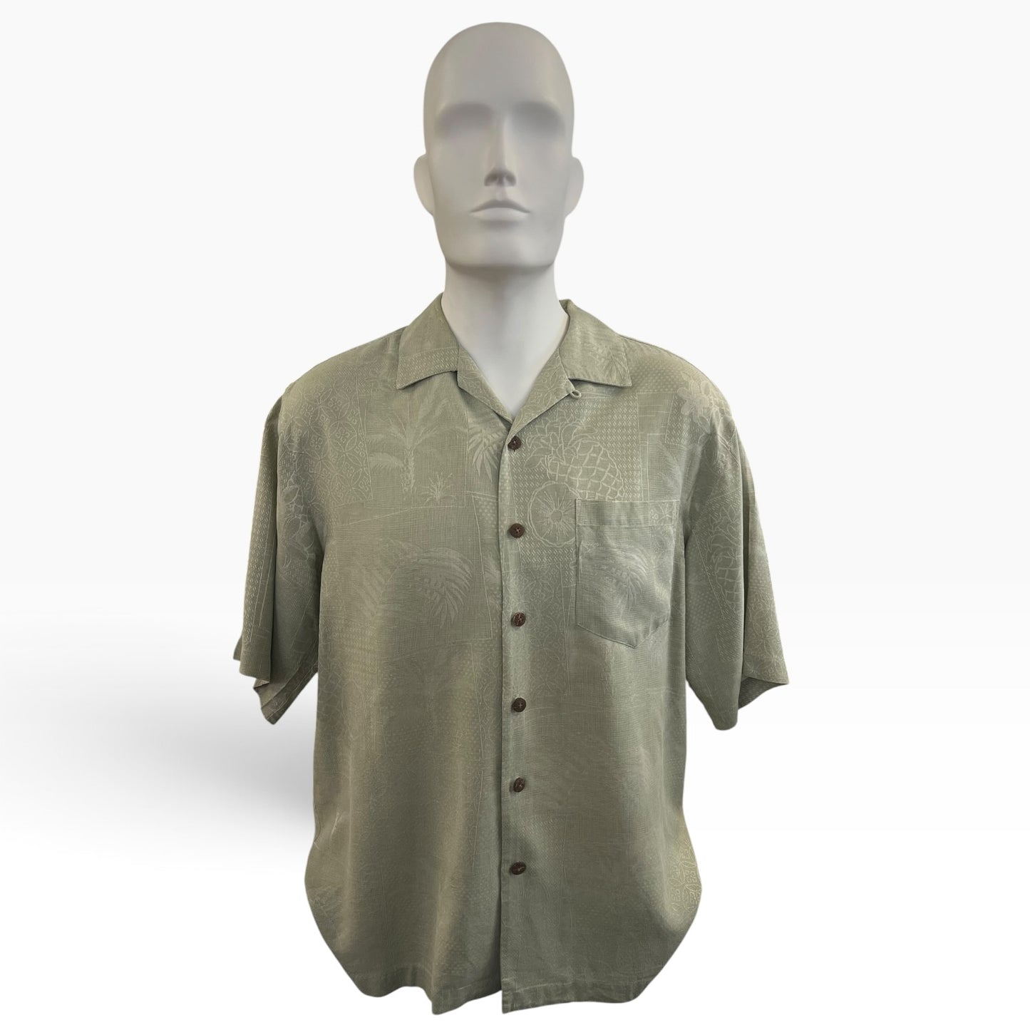 ST JOHNS BAY GREEN SILK SHIRT | M