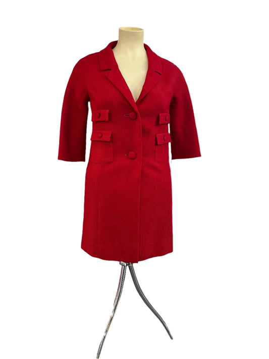 CLARKES (CHCH) RED WOOL 60s COAT SZ 14