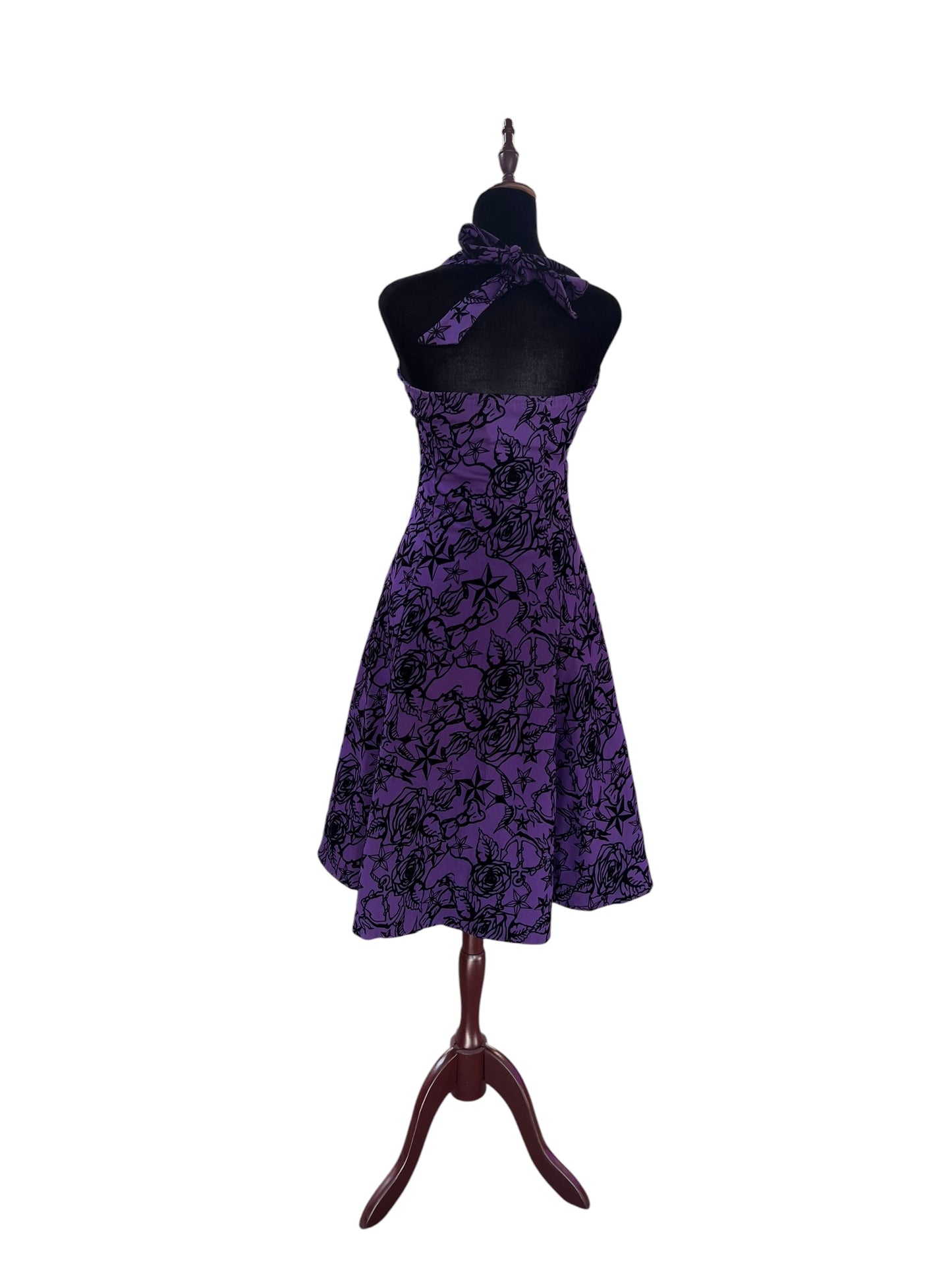 H&R PURPLE & BLACK VELOUR DRESS | 12