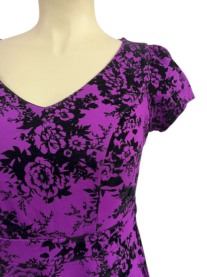 CITY CHIC PURPLE FLOCKED DRESS SZ M/16