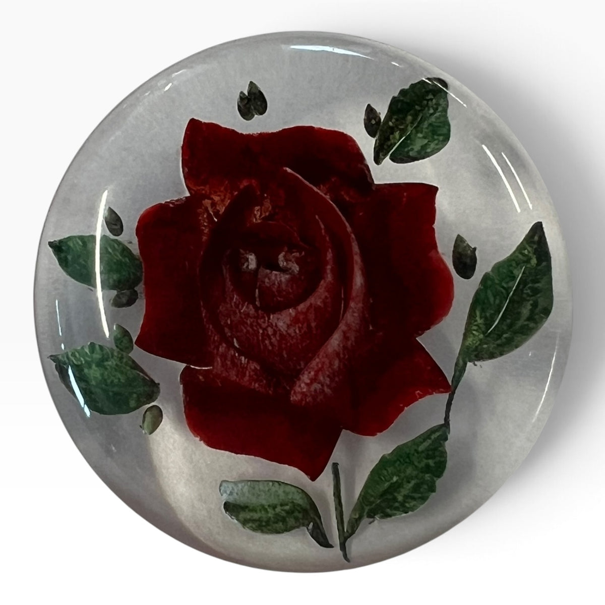 RED ROSE LUCITE BROOCH