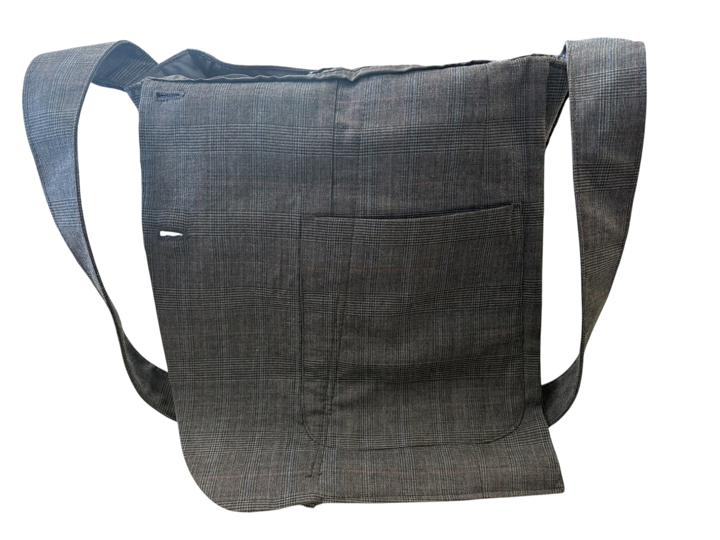 BLUE GREY RECYCLED SUIT JACKET SATCHEL