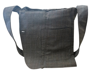 BLUE GREY RECYCLED SUIT JACKET SATCHEL