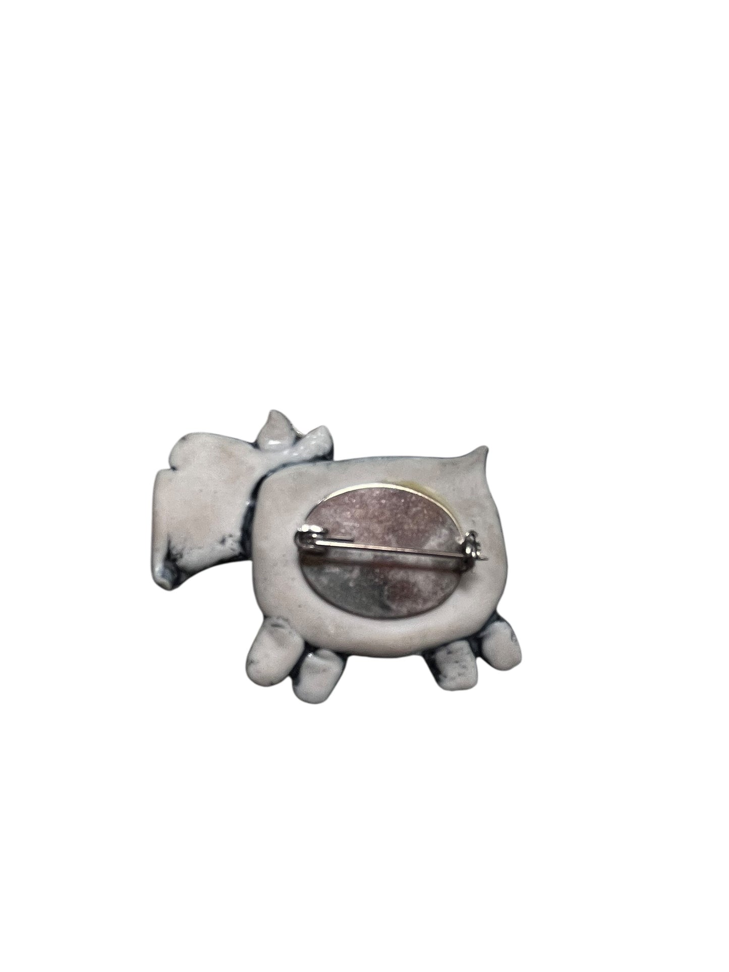 POTTERY CHEEKY HIPPO BROOCH