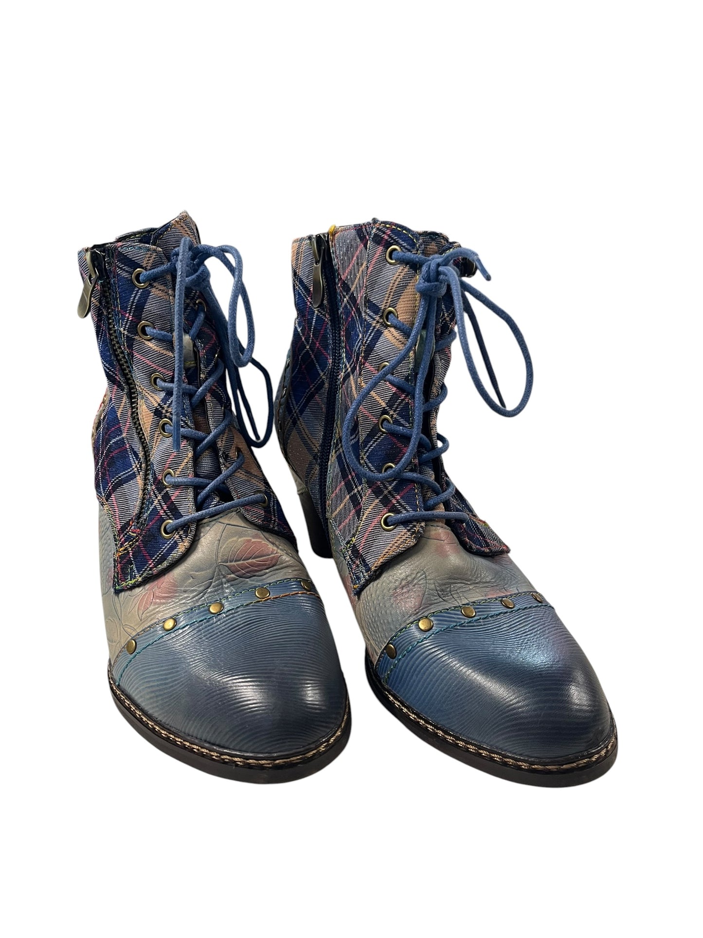 MAHER BLUE TARTAN BOOTS |41