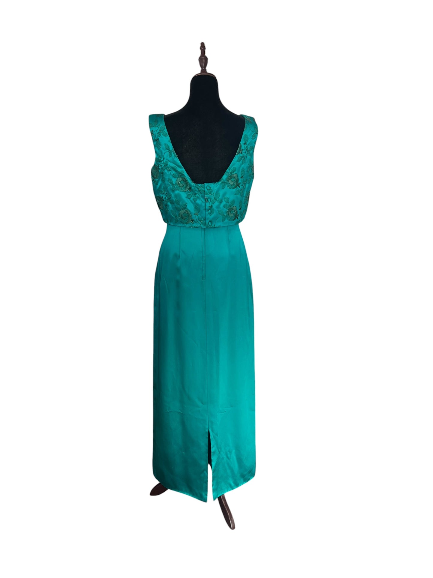 GREEN ENVY SATIN GOWN | 10