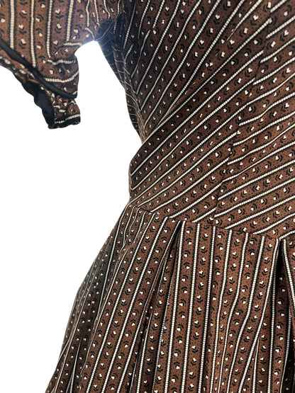 1950s BROWN & CREAM DRESS | 6