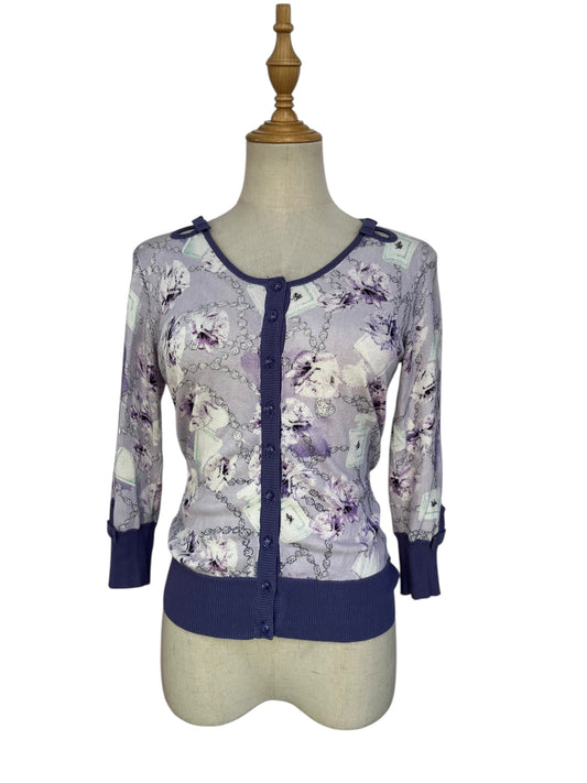ALLANAH HILL PURPLE CARDIGAN SZ 8