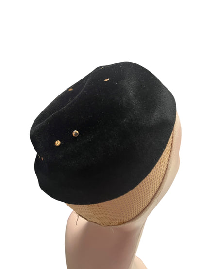 BLACK & GOLD VELVET HAT