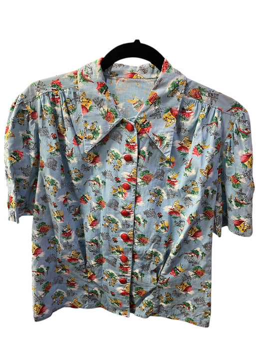 BLUE ASIAN PRINT SHIRT | 14