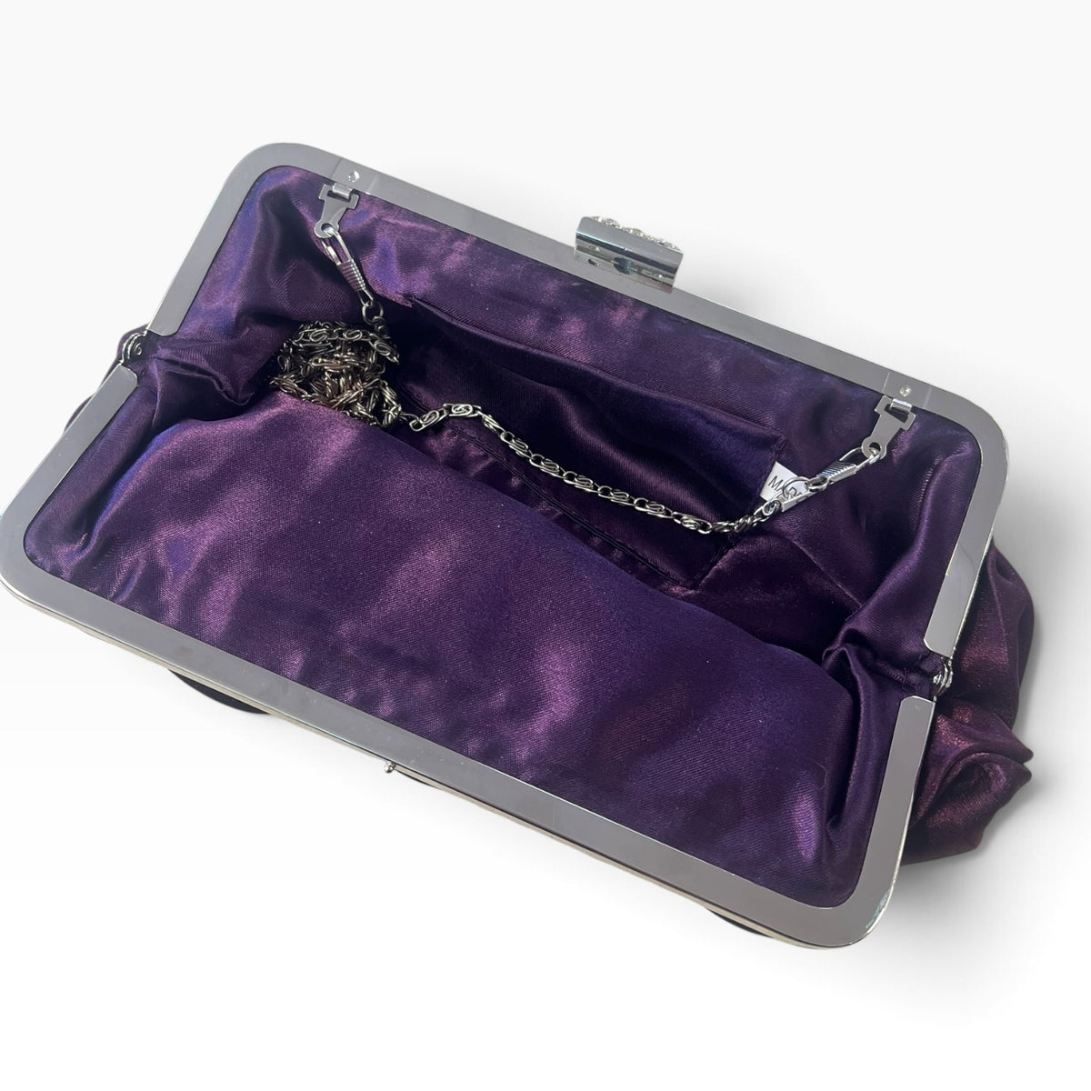 AUBERGINE ROSETTE EVENING BAG