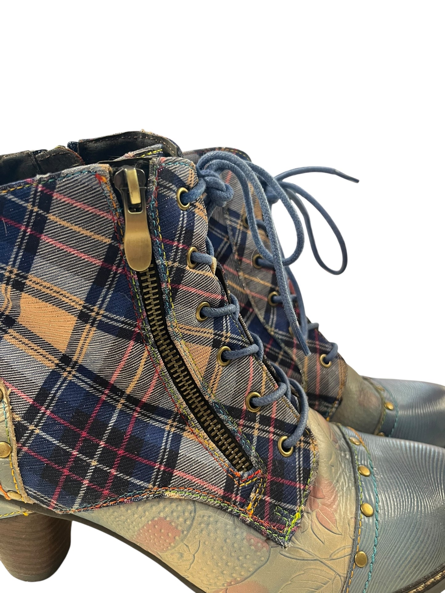 MAHER BLUE TARTAN BOOTS |41