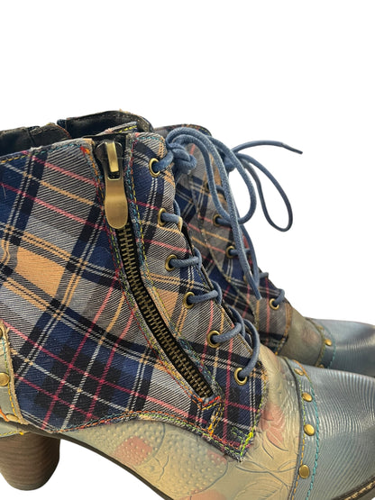 MAHER BLUE TARTAN BOOTS |41