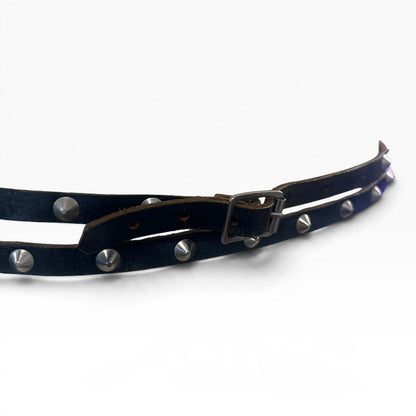 BLACK STUDDED LEATHER BELT
