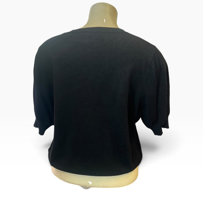 BLACK BANNED KNIT TOP | 3Xl