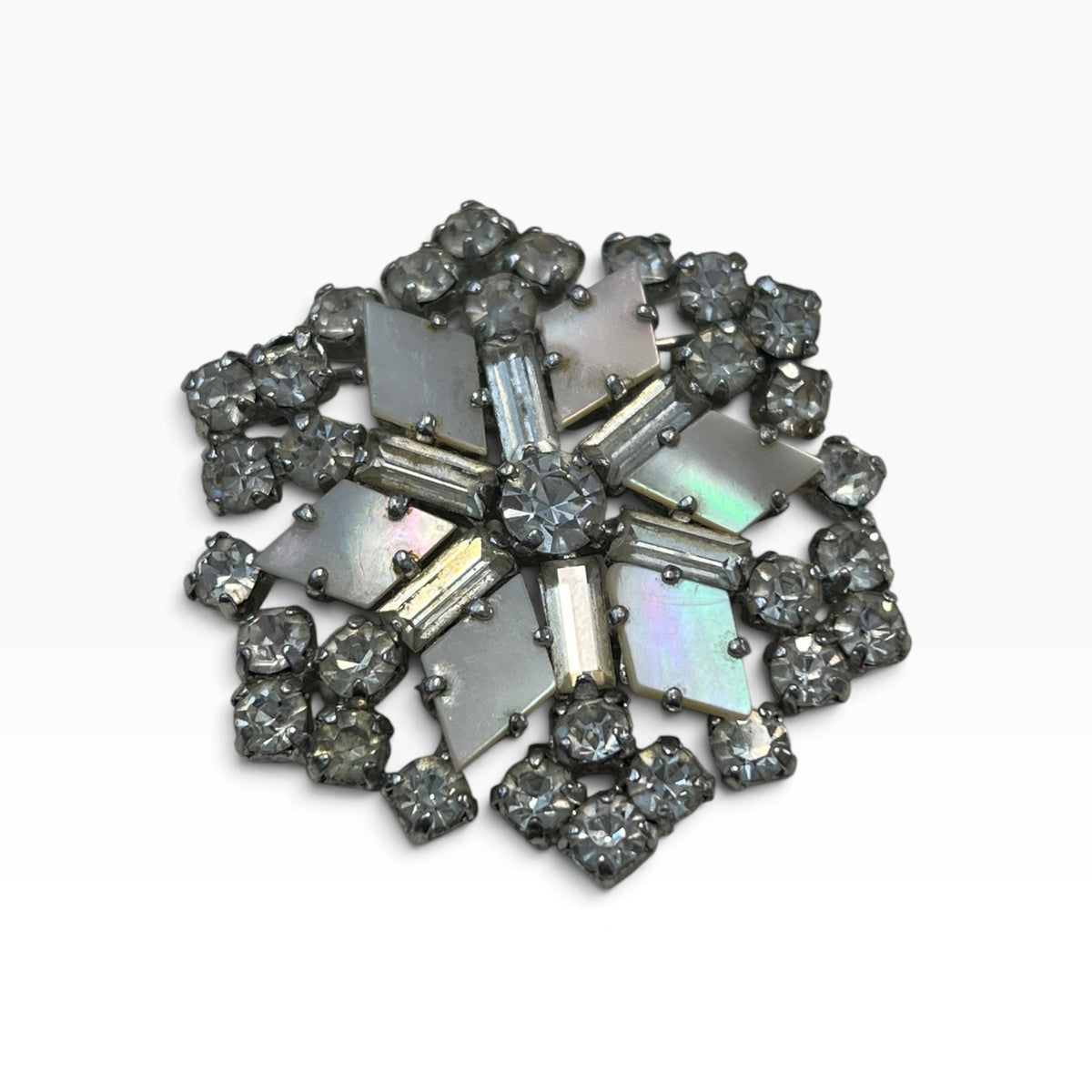 MOTHER OF PEARL SNOWFLAKE BROOCH
