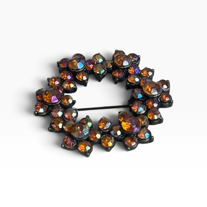AMBER DIAMANTE BROOCH