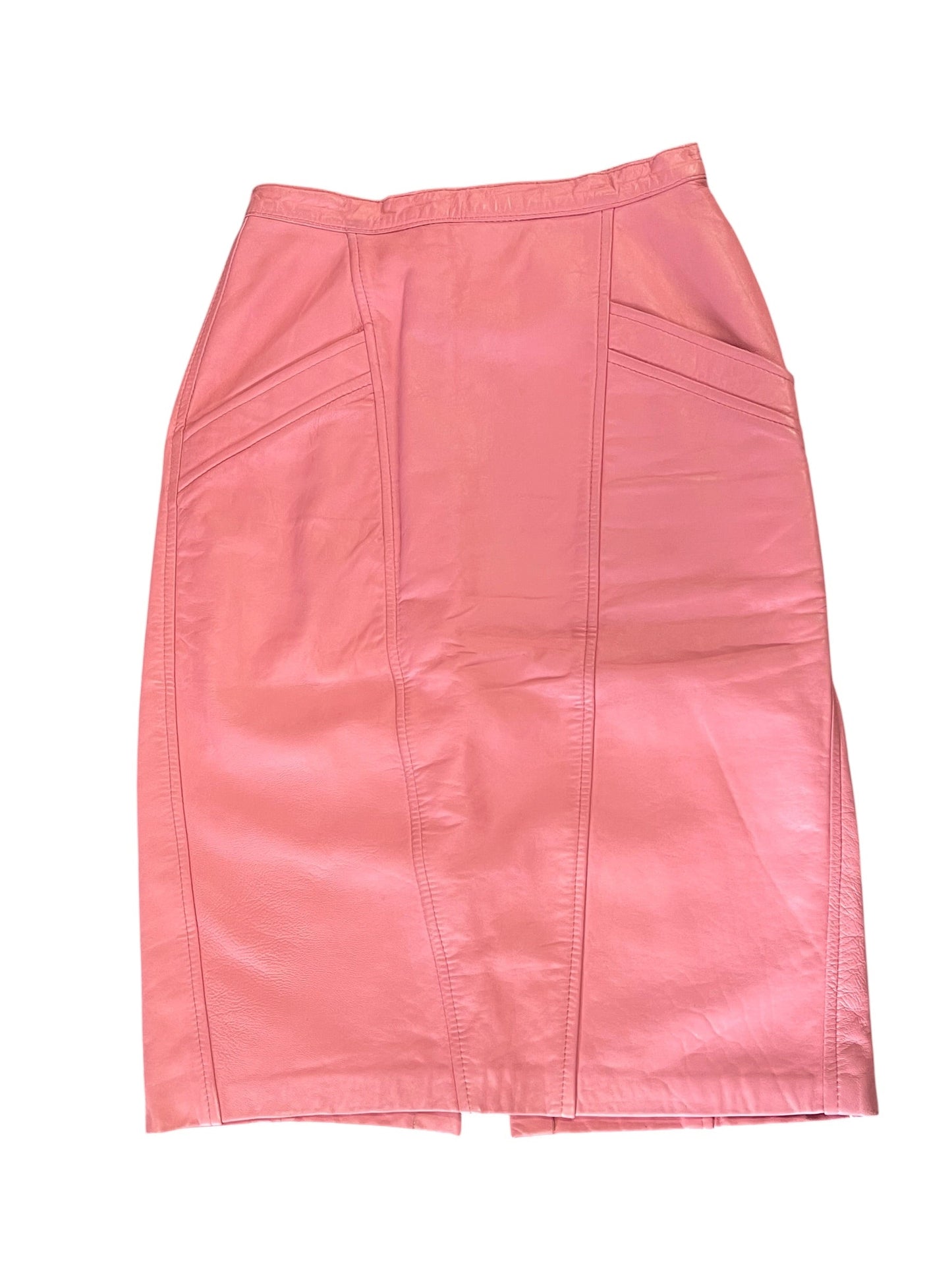 PINK LEATHER PENCIL SKIRT | 4-6