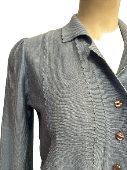 GRACIA BLUE KNIT CARDIGAN SZ 14