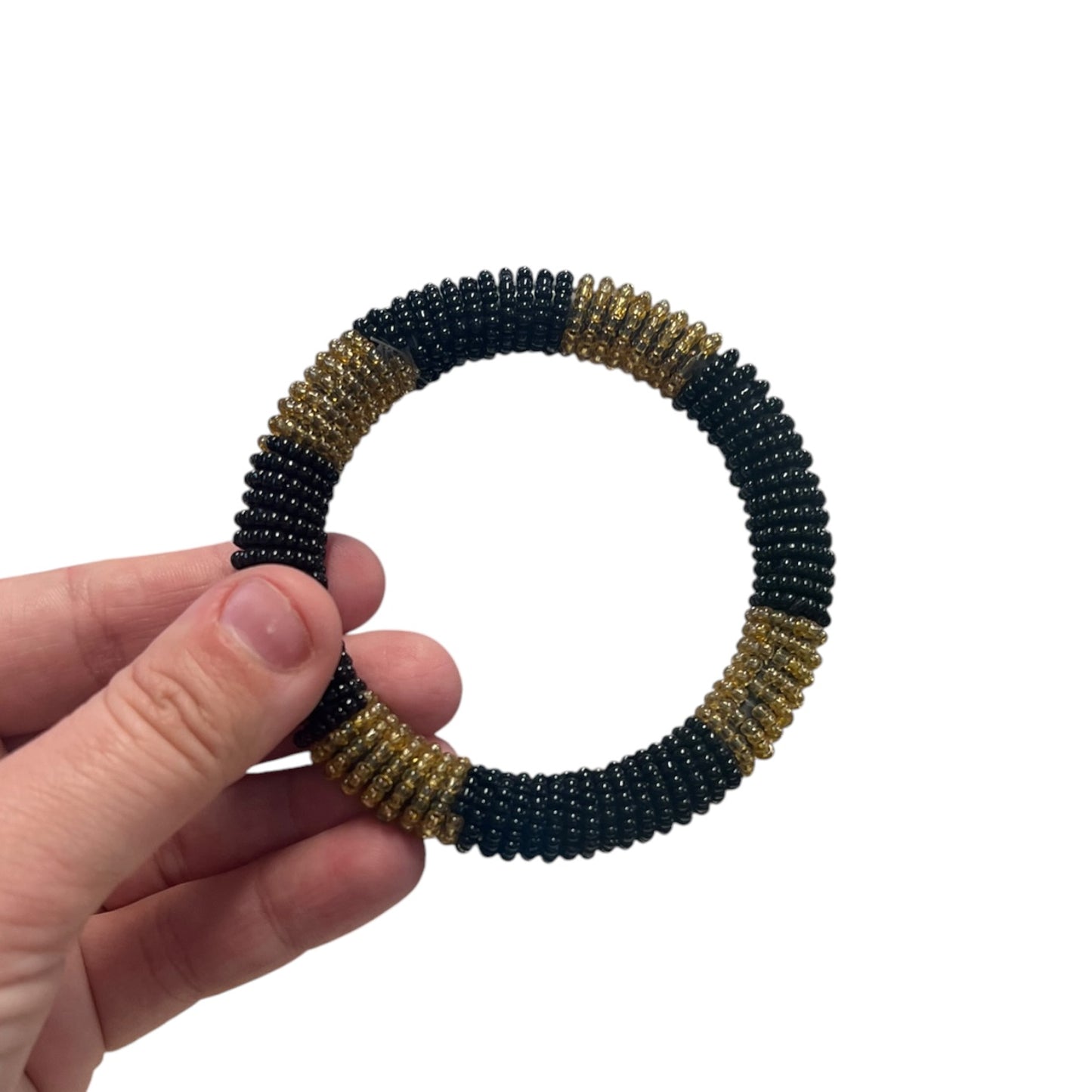 BLACK & GOLD BEADED BANGLE