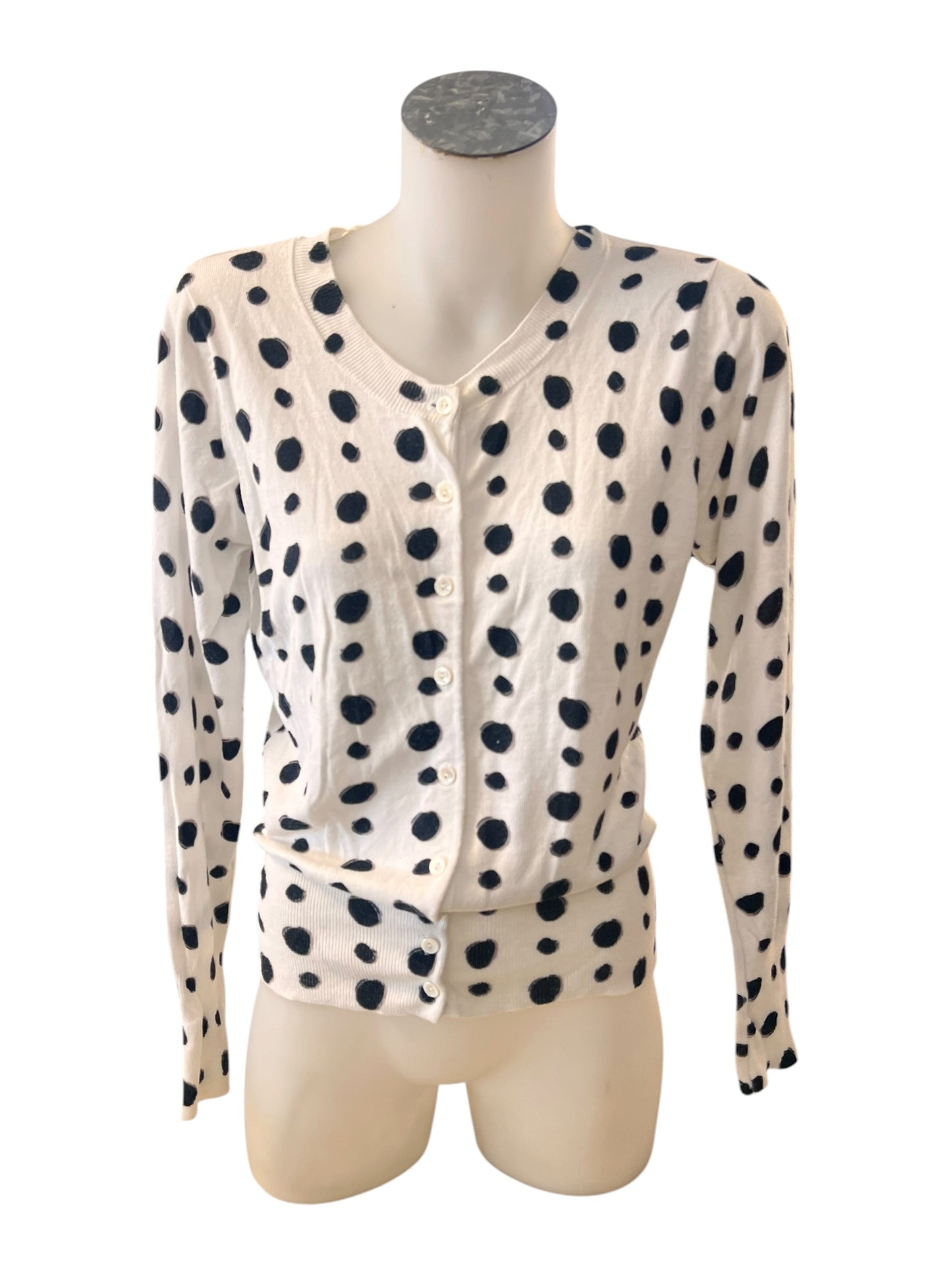 MEMO WHITE POLKADOT CARDIGAN | M