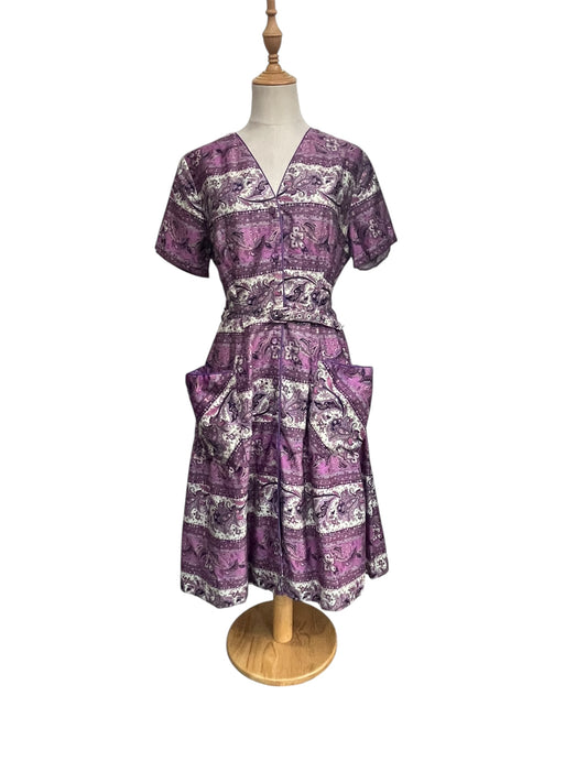 LADY EXETOR PURPLE PAISLEY DRESS | 14