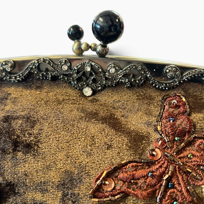 BROWN VELVET SHOULDER BAG