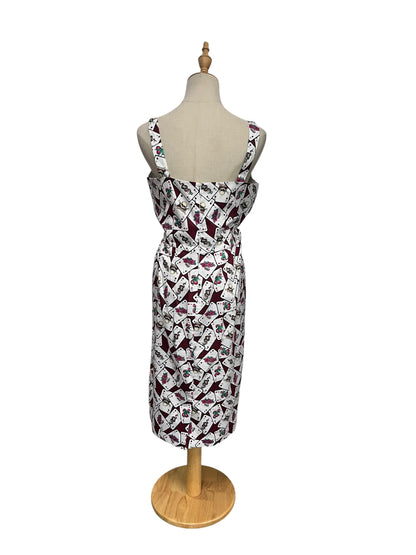 BURGUNDY CARD PRINT DRESS | 12