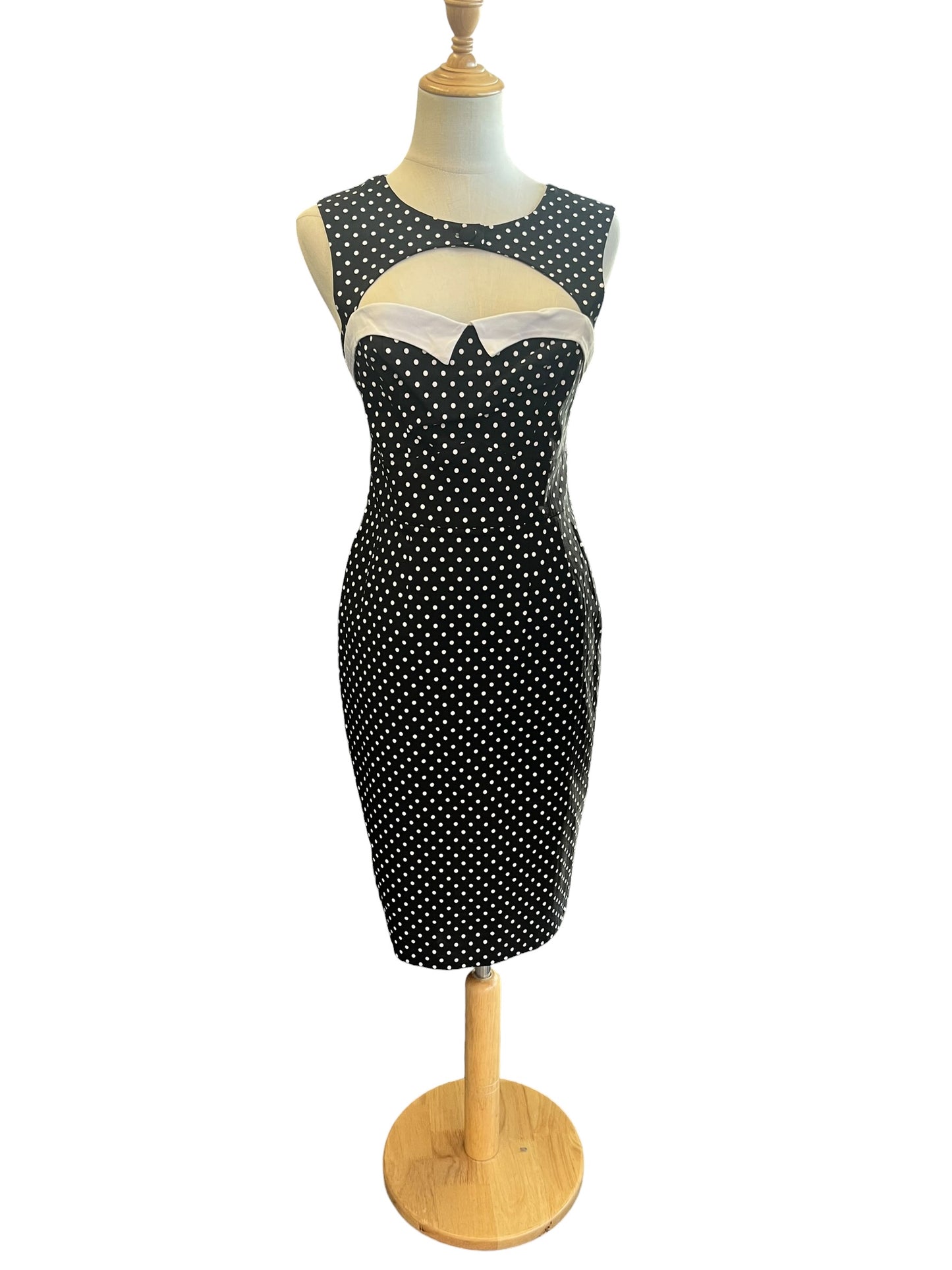 HELLBUNNY POLKADOT WIGGLE DRESS | S