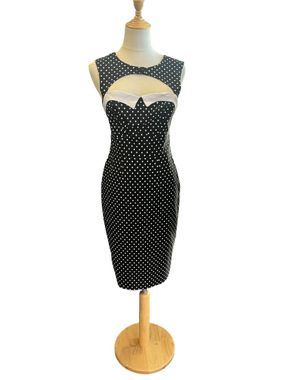 HELLBUNNY POLKADOT WIGGLE DRESS | S