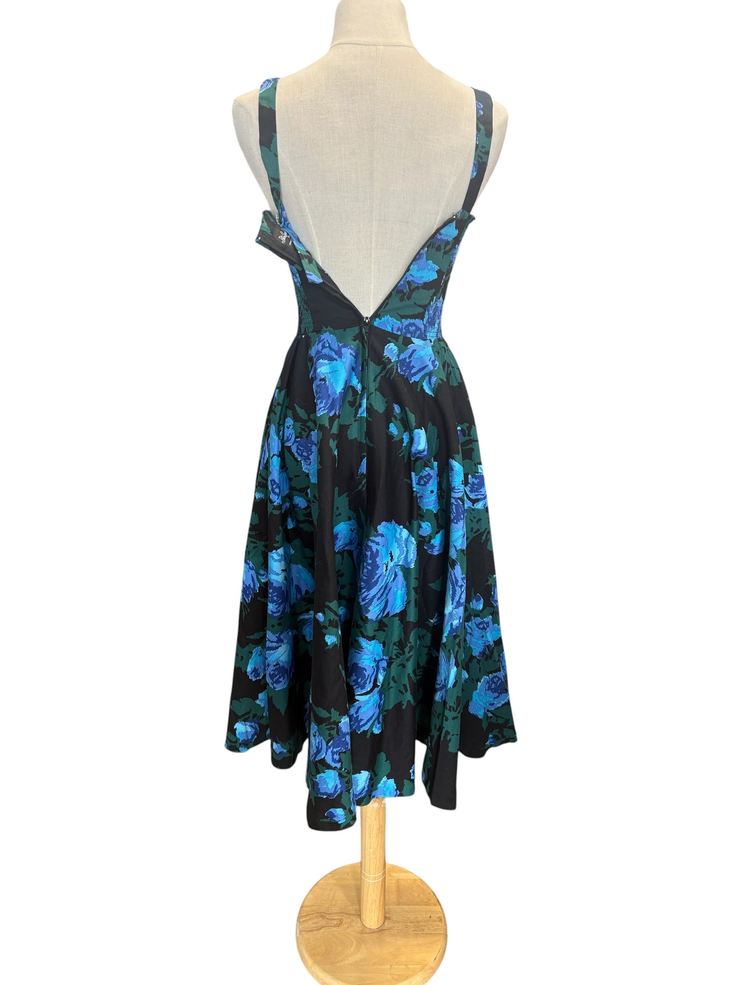 RETROSPECTD BLUE & GREEN ROSE DRESS | 4