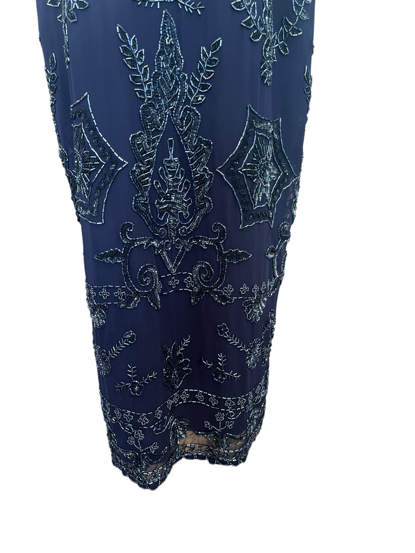 RICHARDS NAVY BEADED DECO DRESS | 10/ 12