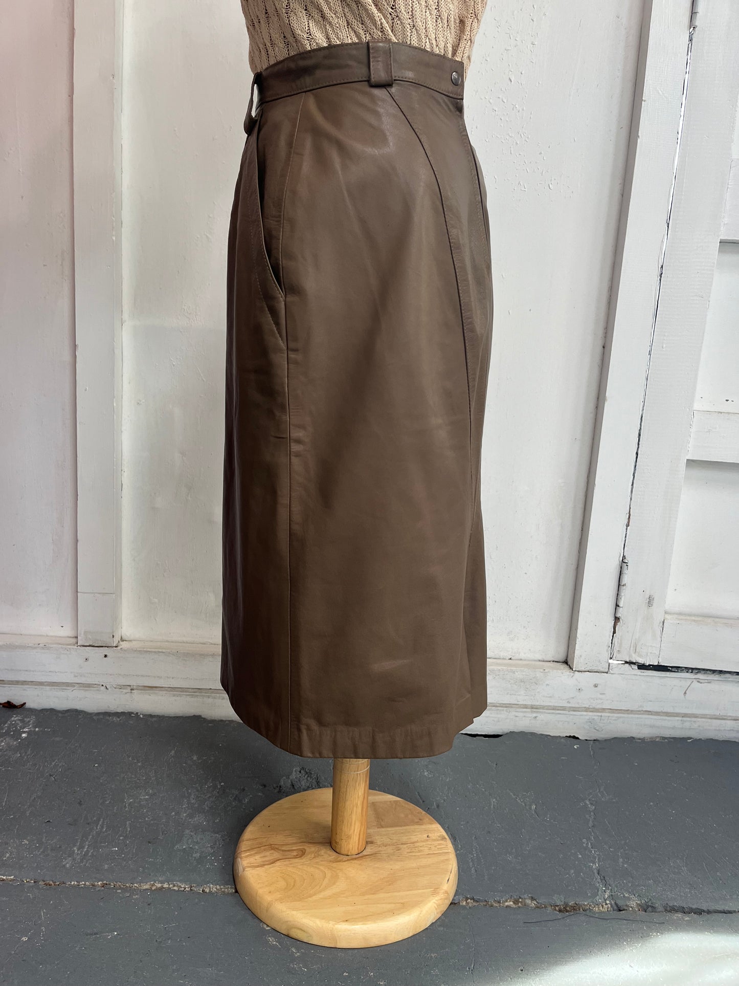 80'S LEATHER SKIRT SZ 8