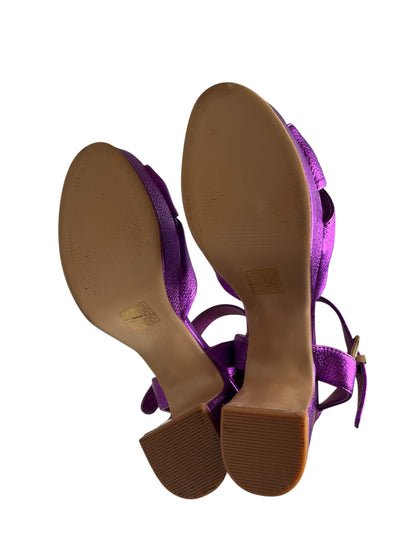 METALLIC PURPLE LEATHER HEELS  | 37