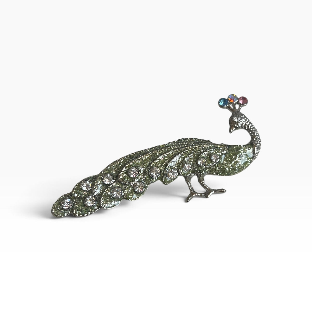SPARKLING PEACOCK BROOCH