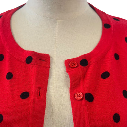 JACQUI E RED POLKADOT CARDIGAN | S