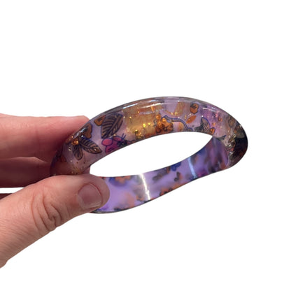 PURPLE GLITTER FLORAL BANGLE