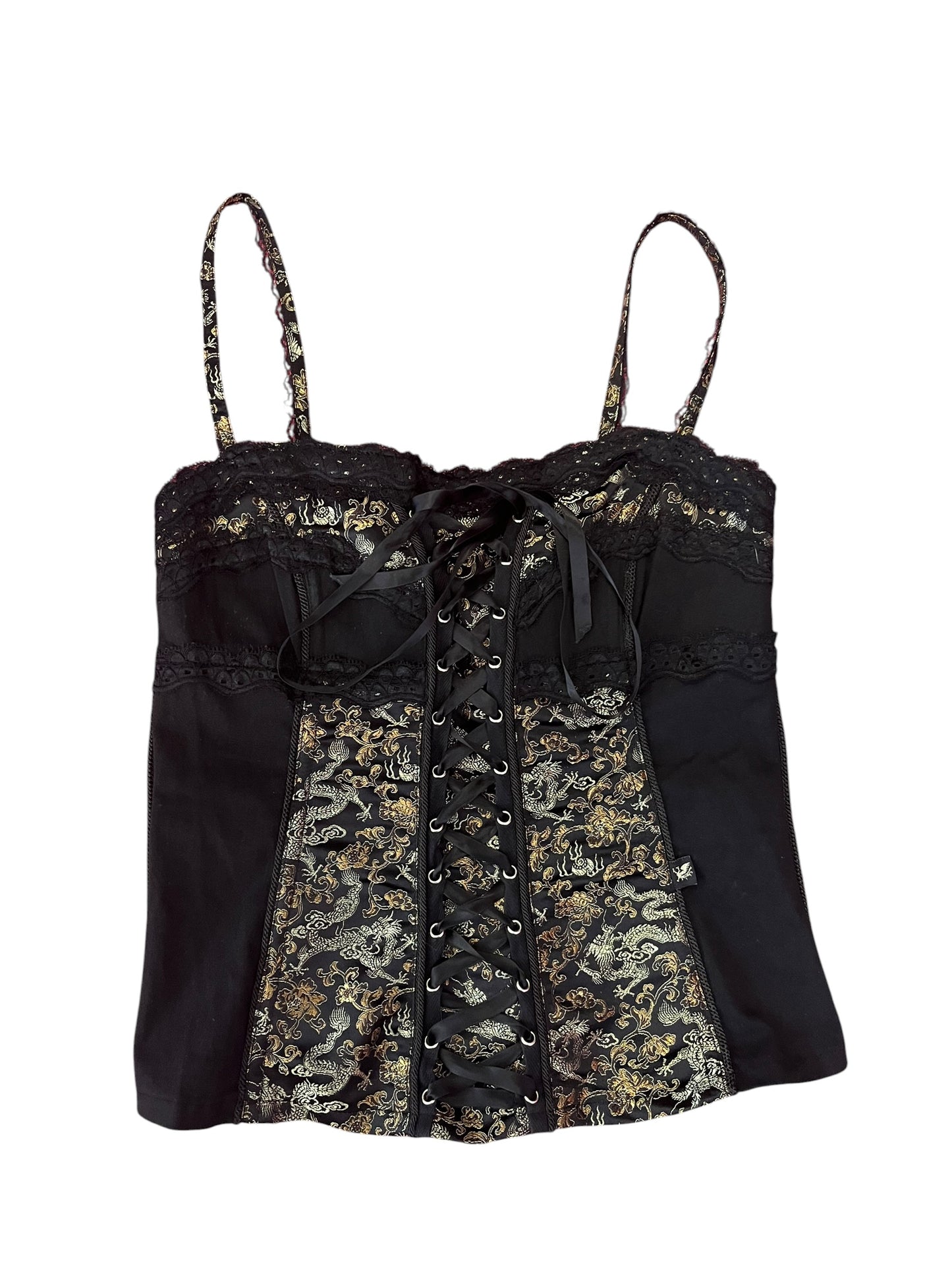 TRIPP NYC BLACK & GOLD CORSET TOP | L