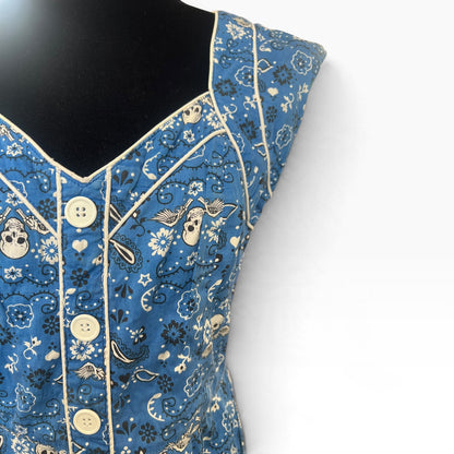 HELLBUNNY BLUE SKULL DRESS | M