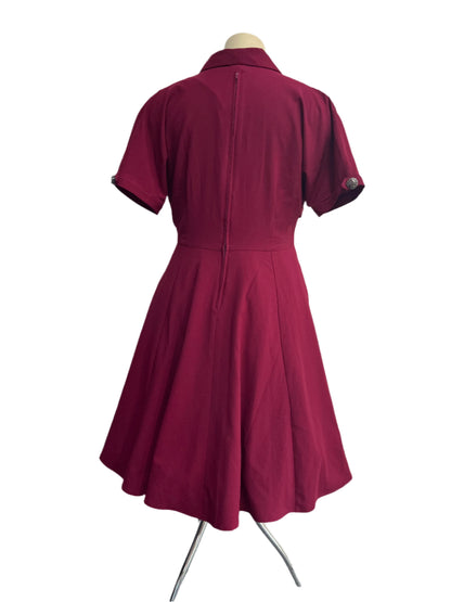 HELLBUNNY - BURGUNDY DRESS SZ 18