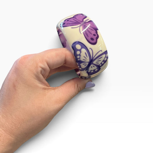 CREAM & PURPLE BUTTERFLY BANGLE