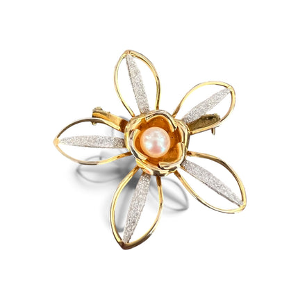 GOLD & SILVER DAISY BROOCH
