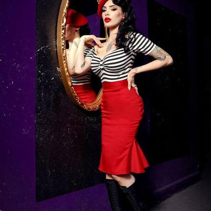 DEADLY DAMES  RED FISH TAIL SKIRT SZ XL/16