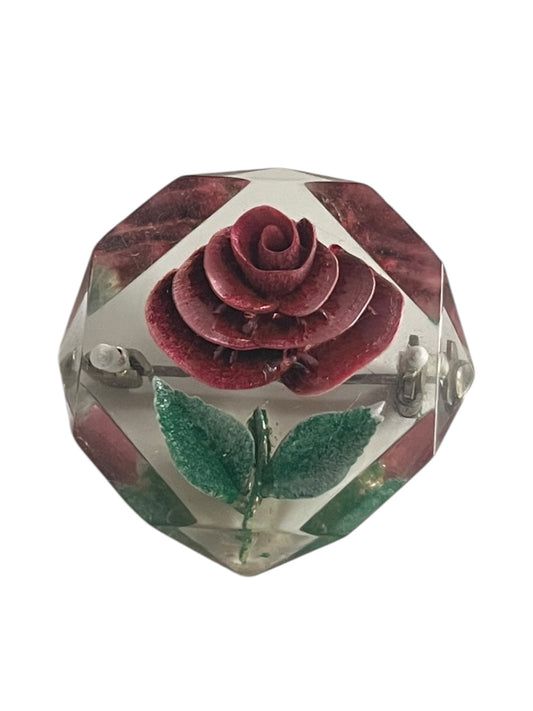 DIAMOND CUT ROSE BROOCH