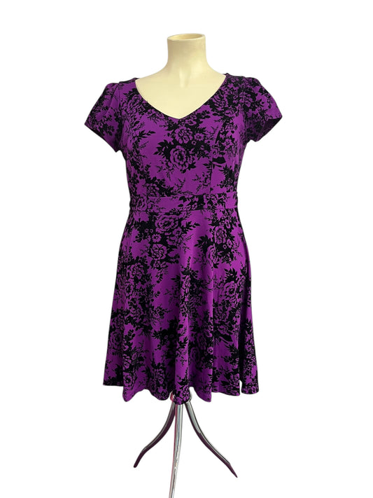 CITY CHIC PURPLE FLOCKED DRESS SZ M/16
